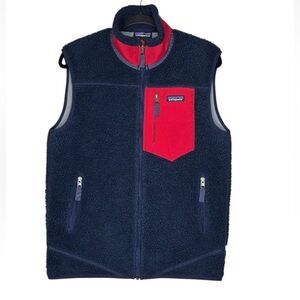 Patagonia Men's Classic Retro-X Vest Small S Navy / Red Deep Pile Outdoor